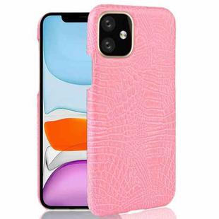 For iPhone 11 Shockproof Crocodile Texture PC + PU Case(Pink)