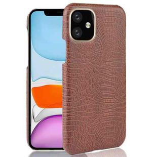 For iPhone 11 Shockproof Crocodile Texture PC + PU Case(Brown)