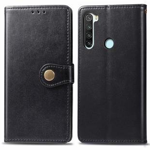 For Xiaomi Redmi Note 8 Retro Solid Color Leather Buckle Phone Case with Lanyard & Photo Frame & Card Slot & Wallet & Stand Function(Black)