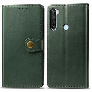 For Xiaomi Redmi Note 8 Retro Solid Color Leather Buckle Phone Case with Lanyard & Photo Frame & Card Slot & Wallet & Stand Function(Green)