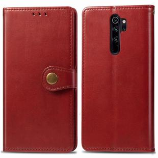 For Xiaomi Redmi Note 8 Pro Retro Solid Color Leather Buckle Phone Case with Lanyard & Photo Frame & Card Slot & Wallet & Stand Function(Red)