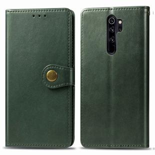 For Xiaomi Redmi Note 8 Pro Retro Solid Color Leather Buckle Phone Case with Lanyard & Photo Frame & Card Slot & Wallet & Stand Function(Green)