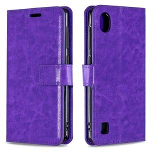 For ZTE Blade A5 2019 Crazy Horse Texture Horizontal Flip Leather Case with Holder & Card Slots & Wallet & Photo Frame(purple)