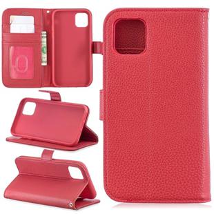 For iPhone 11 Lychee Texture Horizontal Flip Leather Case with Holder & Card Slots & Wallet & Photo Frame(red)