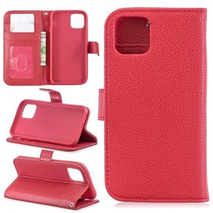 For iPhone 11 Pro Lychee Texture Horizontal Flip Leather Casewith Holder & Card Slots & Wallet & Photo Frame(red)