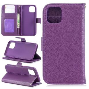 For iPhone 11 Pro Lychee Texture Horizontal Flip Leather Casewith Holder & Card Slots & Wallet & Photo Frame(purple)