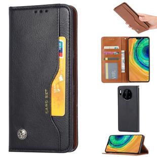 For Huawei Mate 30 Pro Knead Skin Texture Horizontal Flip Leather Case with Photo Frame & Holder & Card Slots & Wallet(Black)