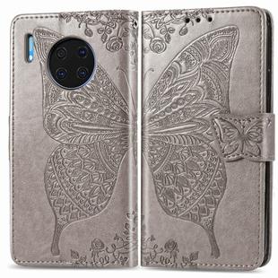 For Huawei Mate 30 Pro Butterfly Love Flower Embossed Horizontal Flip Leather Case with Bracket / Card Slot / Wallet / Lanyard(Gray)