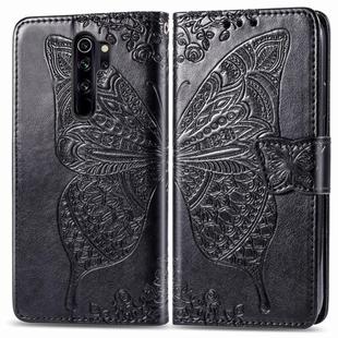 For Xiaomi Redmi Note 8 Pro Butterfly Love Flower Embossed Horizontal Flip Leather Case with Bracket / Card Slot / Wallet / Lanyard(Black)