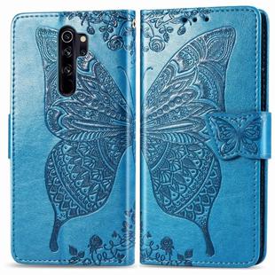 For Xiaomi Redmi Note 8 Pro Butterfly Love Flower Embossed Horizontal Flip Leather Case with Bracket / Card Slot / Wallet / Lanyard(Blue)