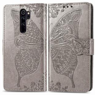 For Xiaomi Redmi Note 8 Pro Butterfly Love Flower Embossed Horizontal Flip Leather Case with Bracket / Card Slot / Wallet / Lanyard(Gray)