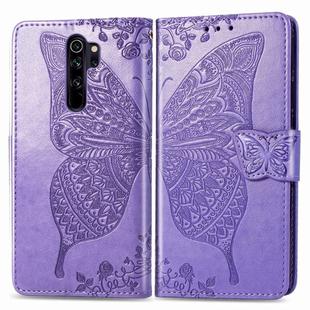 For Xiaomi Redmi Note 8 Pro Butterfly Love Flower Embossed Horizontal Flip Leather Case with Bracket / Card Slot / Wallet / Lanyard(Light purple)