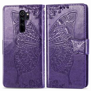 For Xiaomi Redmi Note 8 Pro Butterfly Love Flower Embossed Horizontal Flip Leather Case with Bracket / Card Slot / Wallet / Lanyard(Dark purple)