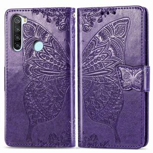 For Xiaomi Redmi Note 8  Butterfly Love Flower Embossed Horizontal Flip Leather Case with Bracket / Card Slot / Wallet / Lanyard(Dark Purple)