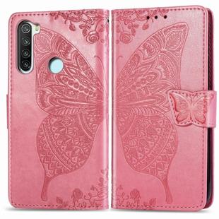 For Xiaomi Redmi Note 8  Butterfly Love Flower Embossed Horizontal Flip Leather Case with Bracket / Card Slot / Wallet / Lanyard(Pink)