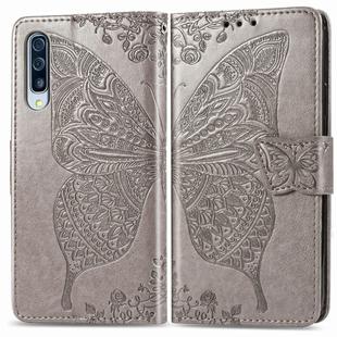 For Galaxy A50S Butterfly Love Flower Embossed Horizontal Flip Leather Case with Bracket / Card Slot / Wallet / Lanyard(Gray)