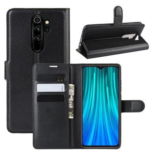 For Xiaomi Redmi Note 8 Pro Litchi Texture Horizontal Flip Leather Case with Wallet & Holder & Card Slots(Black)