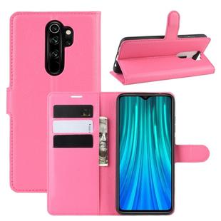For Xiaomi Redmi Note 8 Pro Litchi Texture Horizontal Flip Leather Case with Wallet & Holder & Card Slots(Rose red)