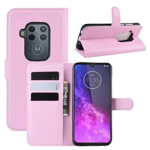 For Motorola One Zoom Litchi Texture Horizontal Flip Leather Case with Wallet & Holder & Card Slots(Pink)