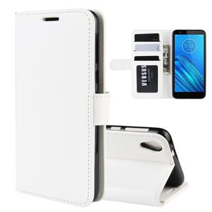 For Motorola Moto E6 R64 Texture Single Fold Horizontal Flip Leather Case with Holder & Card Slots & Wallet(White)