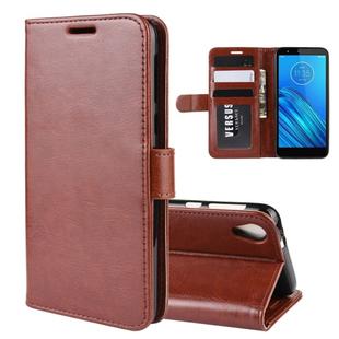 For Motorola Moto E6 R64 Texture Single Fold Horizontal Flip Leather Case with Holder & Card Slots & Wallet(Brown)