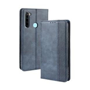 For Xiaomi Redmi Note 8 Magnetic Buckle Retro Crazy Horse Texture Horizontal Flip Leather Case  , with Holder & Card Slots & Photo Frame(Blue)