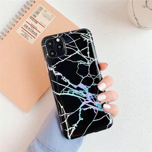 For iPhone 11 TPU Glossy laser Marble IMD Colorful Mobile Phone Case(Black)
