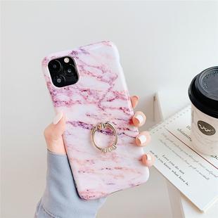 For iPhone 11 Pro TPU Smooth Marble with Ring Metal Rhinestone Bracket Mobile Phone Protective Case(Snowflake Powder Q6)