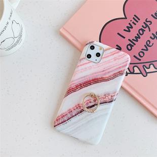 For iPhone 11 Pro TPU Smooth Marble with Ring Metal Rhinestone Bracket Mobile Phone Protective Case(Granite Q9)