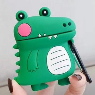 For Apple AirPods 1/2 Generation Universal Wireless Cute Dinosaur Bluetooth Headphone Protective Case(Green)