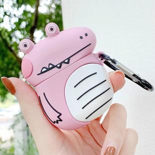 For Apple AirPods 1/2 Generation Universal Wireless Cute Dinosaur Bluetooth Headphone Protective Case(Pink)