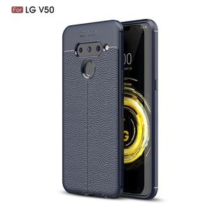 For LG V50 ThinQ Litchi Texture TPU Shockproof Case(Navy Blue)