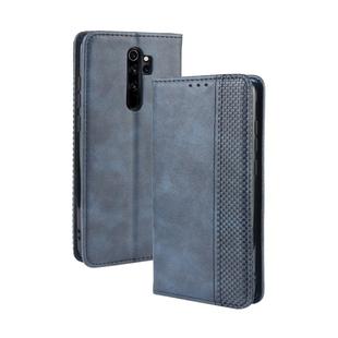 For Xiaomi Redmi Note 8 Pro Magnetic Buckle Retro Crazy Horse Texture Horizontal Flip Leather Case with Holder & Card Slots & Photo Frame(Blue)