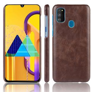 For Galaxy M30s Shockproof Litchi Texture PC + PU Case(Brown)