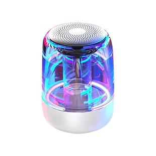 C7 Bluetooth 5.0 Speaker Transparent LED Luminous Subwoofer TWS 6D Surround HIFI Stereo Cool Audio(White)
