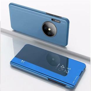 For Huawei Mate 30 Plating Mirror Left and Right Flip Cover with Bracket Holster(Blue)