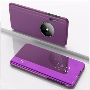 For Huawei Mate 30 Plating Mirror Left and Right Flip Cover with Bracket Holster(Purple)