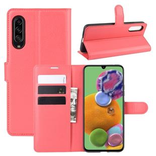 For Galaxy A90 5G Litchi Texture Horizontal Flip Leather Case with Wallet & Holder & Card Slots(Red)