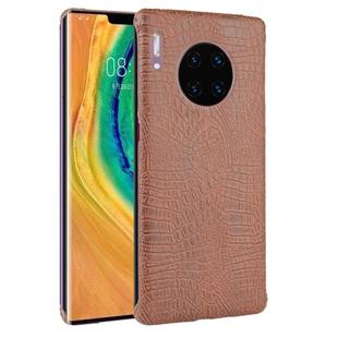 For Huawei Mate 30 Pro Shockproof Crocodile Texture PC + PU Case(Brown)