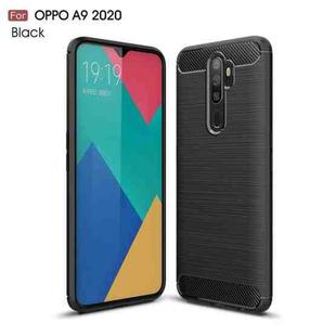 For OPPO A9 2020 Brushed Texture Carbon Fiber TPU Case(Black)