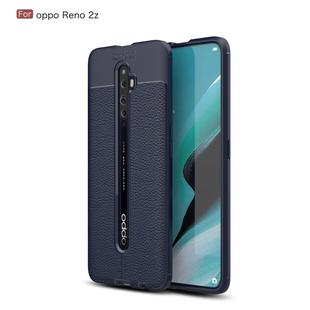 For OPPO Reno2 Z Litchi Texture TPU Shockproof Case(Navy Blue)