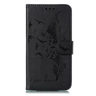 Feather Pattern Litchi Texture Horizontal Flip Leather Case with Wallet & Holder & Card Slots For Huawei Mate 30(Black)
