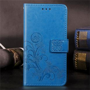 For Huawei Mate 30 Pro Lucky Clover Pressed Flowers Pattern Leather Case with Holder & Card Slots & Wallet & Hand Strap(Blue)