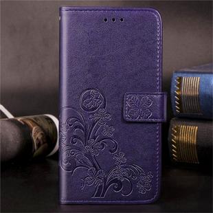 For Huawei Mate 30 Pro Lucky Clover Pressed Flowers Pattern Leather Case with Holder & Card Slots & Wallet & Hand Strap(Purple)