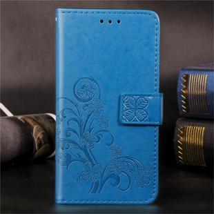 For Huawei Mate 30 Lucky Clover Pressed Flowers Pattern Leather Case , with Holder & Card Slots & Wallet & Hand Strap(Blue)