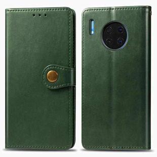 For Huawei Mate 30 Retro Solid Color Leather Buckle Mobile Phone Protection Leather Case with Photo Frame & Card Slot & Wallet & Bracket Function(Green)