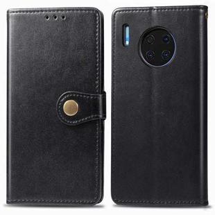 For Huawei Mate 30 Pro Retro Solid Color Leather Buckle Mobile Phone Protection Leather Case with Photo Frame & Card Slot & Wallet & Bracket Function(Black)