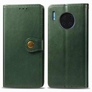 For Huawei Mate 30 Pro Retro Solid Color Leather Buckle Mobile Phone Protection Leather Case with Photo Frame & Card Slot & Wallet & Bracket Function(Green)