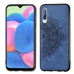 For Galaxy A30s Embossed Mandala pattern PC + TPU + Fabric Phone Case with Lanyard & Magnetic(Blue)