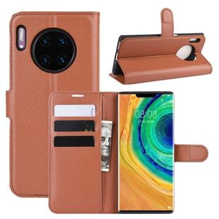 For Huawei Mate 30 Pro Litchi Texture Horizontal Flip Leather Case with Wallet & Holder & Card Slots(Brown)